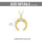 14K Real Gold Moon Pendant Necklace