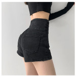 Small Man Waist Cross Woven Super High Waist Tummy Denim Shorts Women