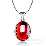 S925 sterling silver jewelry set retro gorgeous red zircon bridal jewelry, high-end fashion silver wholesale