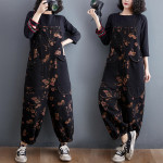 Printed Shoulder Strap Haren Radish Pants Large Loose Jumpsuit Spring And Autumn