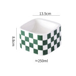 Black And White Lattice Ceramic High Foot Neck Protecting Pet Bowl