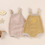 Autumn New Baby Embroidered Strap Knitted Jumpsuit