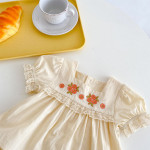 Flower Embroidered Short Sleeve Top Flower Bread