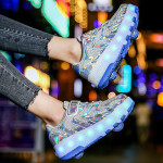 Two-Wheeled Heelys, Roller Shoes, USB Cable Charging Children's Luminous Shoes