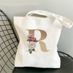 Monogram Flower Print Single Shoulder Canvas Bag