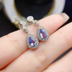 Natural Tanzanite Stud Earrings Silver Female Accessories