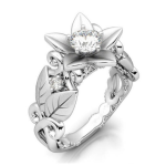 New hot rose flower engagement ring female models zircon ring creative branches ring jewelry