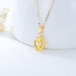 Queen Crown Pendant Necklace in 18k Yellow Gold 