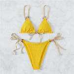 Women's New Solid Color Strap Bikini Two Swimsuits