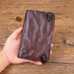 New Top Layer Cow Leather Hand-painted Old Long Wallet Man