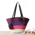 Korean Straw Plaited Son And Mother Beach Shoulder Bag