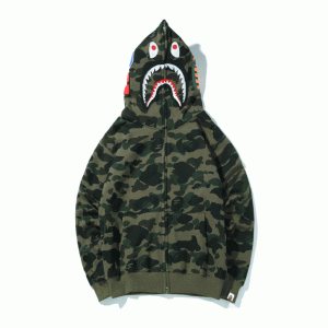 New Shark Head 3D Digital Printing Zipper Casual Hooded Coat