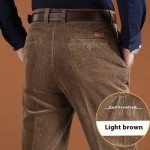 Men's FallWinter Fleece-lined Casual Trousers Wide Leg