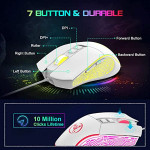 Wired Ergonomic Gaming Mouse RGB Backlit 3600 Adjustable DPI For PC