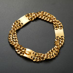 Double Row Gold ID Brand Metal Dog Chain Collar