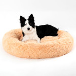 Fluffy Donut Dog Bed Warm Soft Long Plush Pet Cushion Dog House Cat Bed Washable Pet Sofa Mat Calming Samll Large Dog Beds