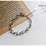 S925 Sterling Silver Hollow Thick Chain Street Style Bracelet