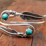 Vintage Bohemian Feather And Emerald Bracelet