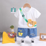 Children's Short-sleeved Shorts Fashion Baby Summer Shoulder Bag Cartoon Suit