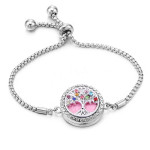 Color Rhinester Tree Of Life Bracelet Stainless Steel Essential Oil Diffuser Case