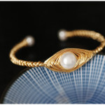 Ornament Baroque Pearl Handmade Wire Wound Bracelet With Opening