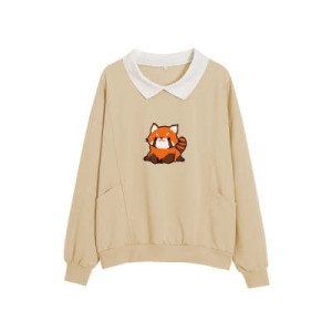 Fashion Casual Printing Pocket Map Fleece Sweater Female