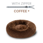 Fluffy Donut Dog Bed Warm Soft Long Plush Pet Cushion Dog House Cat Bed Washable Pet Sofa Mat Calming Samll Large Dog Beds