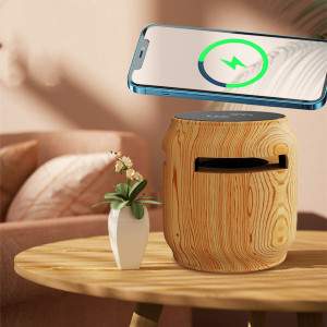 Wireless Bluetooth Speaker Wood Grain Large Volume Small Subwoofer Wireless Charger 2 In 1