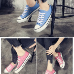 2021 Spring New Korean Style Couple Candy Color Canvas Shoes Male Student Lace Up Casual Flat Shoes Trendy Cloth Shoes