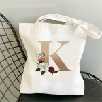 Monogram Flower Print Single Shoulder Canvas Bag