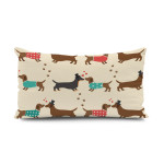 Pillow Back Cartoon Cute Little Dachshund Heat Transfer Print Short Plush Chair Back Backrest