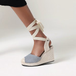 New Women'S Shoes Wedge High-Heeled Straw Single Shoes