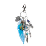 Bohemian Dreamcatcher Feather Opal Alloy Car Key Ring Pendant