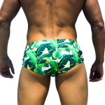 Green leaf seaside sexy triangle swim trunks