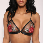 Summer Women's Net Yarn Flowers Embroidered Strap Bra