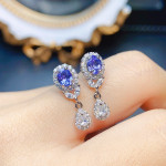 Zefeng Jewelry Natural Tanzanite Female Accessories Stud Earrings