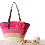 Korean Straw Plaited Son And Mother Beach Shoulder Bag