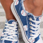 Fashion Wash Denim Lace Up Sneakers