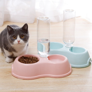 Thin Macron Ribbon Drinking Bottle Round Plastic Pet Double Bowl