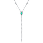 9K White Gold Lab-Created Emerald Lariat Necklace 16+1+1 inches