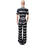 Striped Printed Sunken Stripe Navel Wide Leg Suit