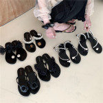 Sleeve-toe Rhinestone Herringbone Slippers For External Wear