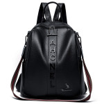 Fashion Backpack Women's Casual Letter Large Capacity Pu Soft Leather Lightweight Travel Bag