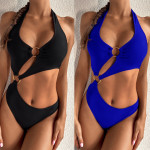 Women's Solid Color Bandage Split Swimsuit Sexy Bikini