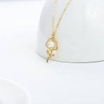 Moissanite Rose Flower Necklace in 14K Gold