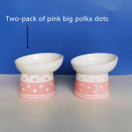 Cat Ceramic Protection Cervical Polka Dot Pet Bowl