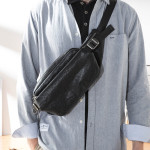 Men's Trendy Top Layer Cowhide Genuine Leather Chest Bag