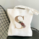 Monogram Flower Print Single Shoulder Canvas Bag