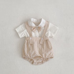 Baby Doll Collar And Plaid Fake Two Pieces