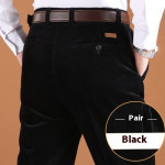 Men's FallWinter Fleece-lined Casual Trousers Wide Leg